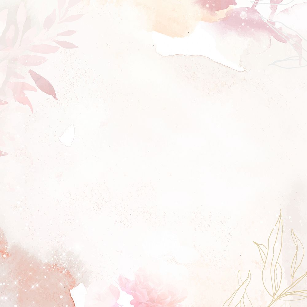 Watercolor beige floral nature background