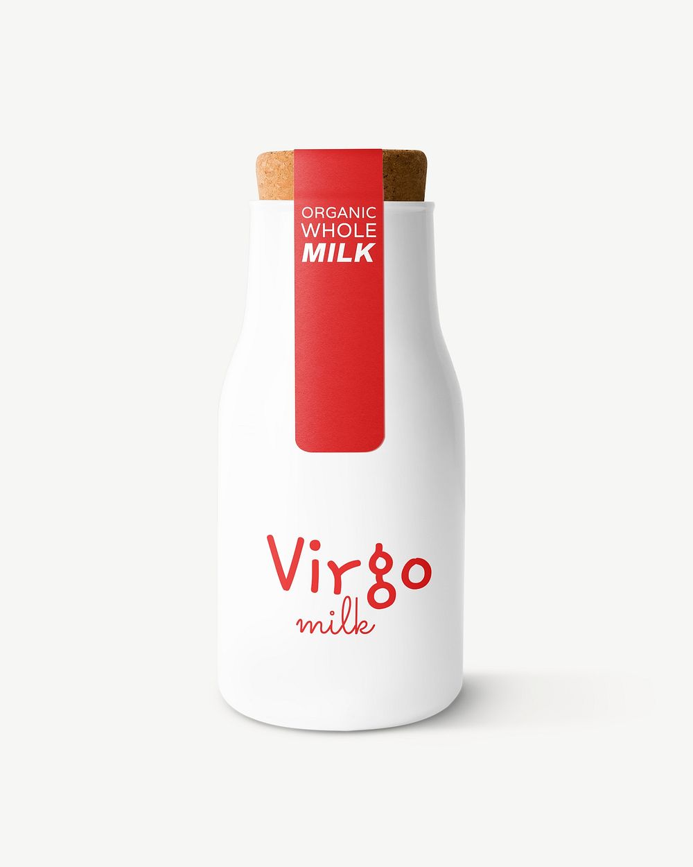 Milk bottle label mockup, beverage product packaging psd