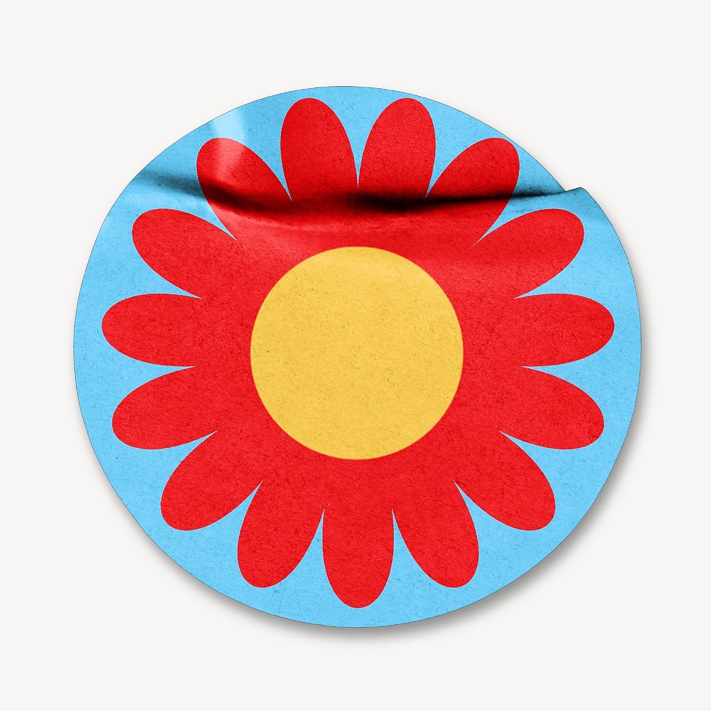 Flower round sticker mockup, editable psd