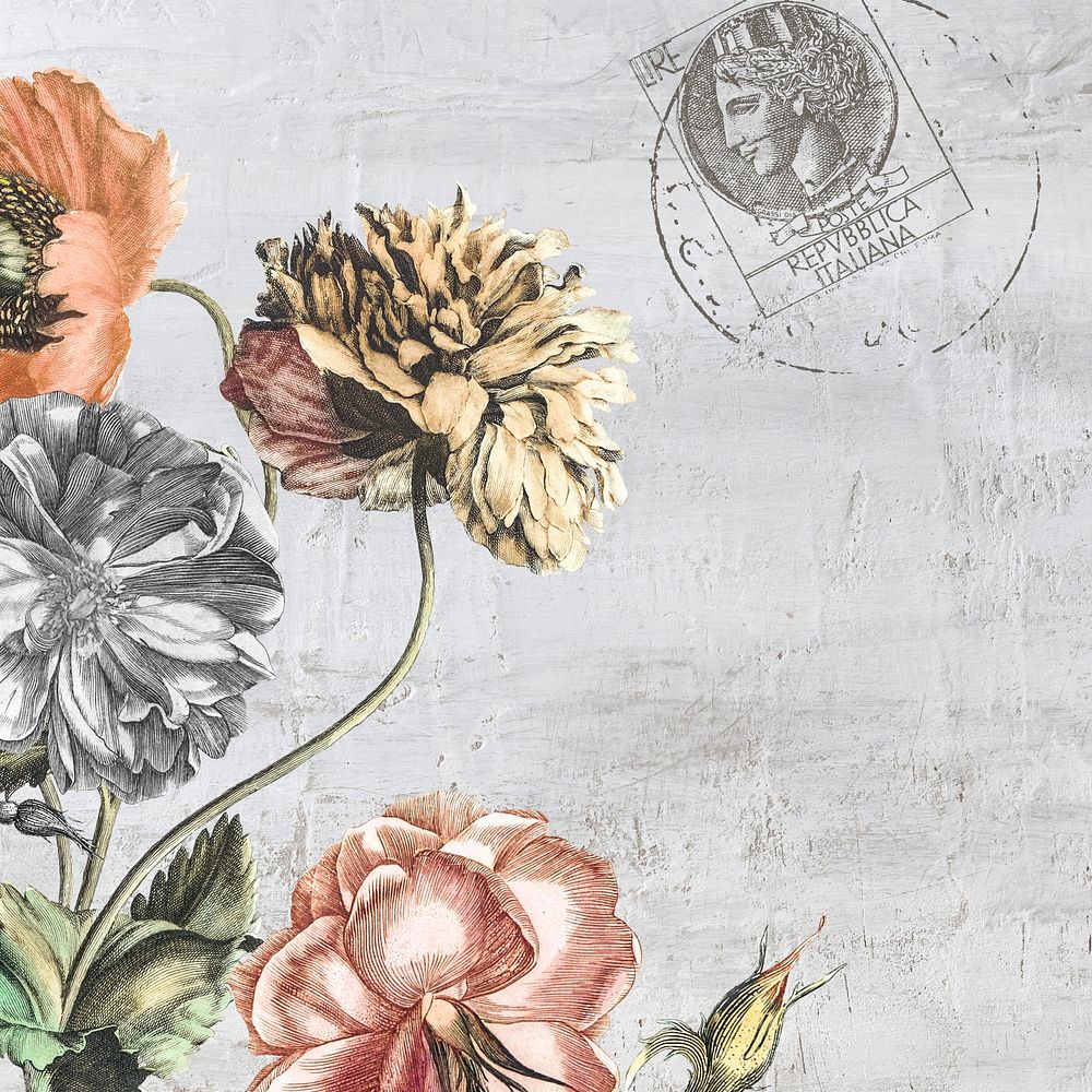 Vintage flower border textured background
