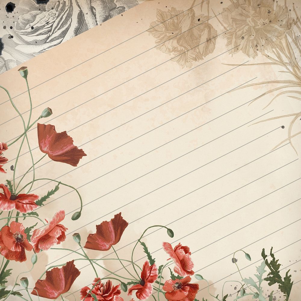 Aesthetic flower border notepaper background
