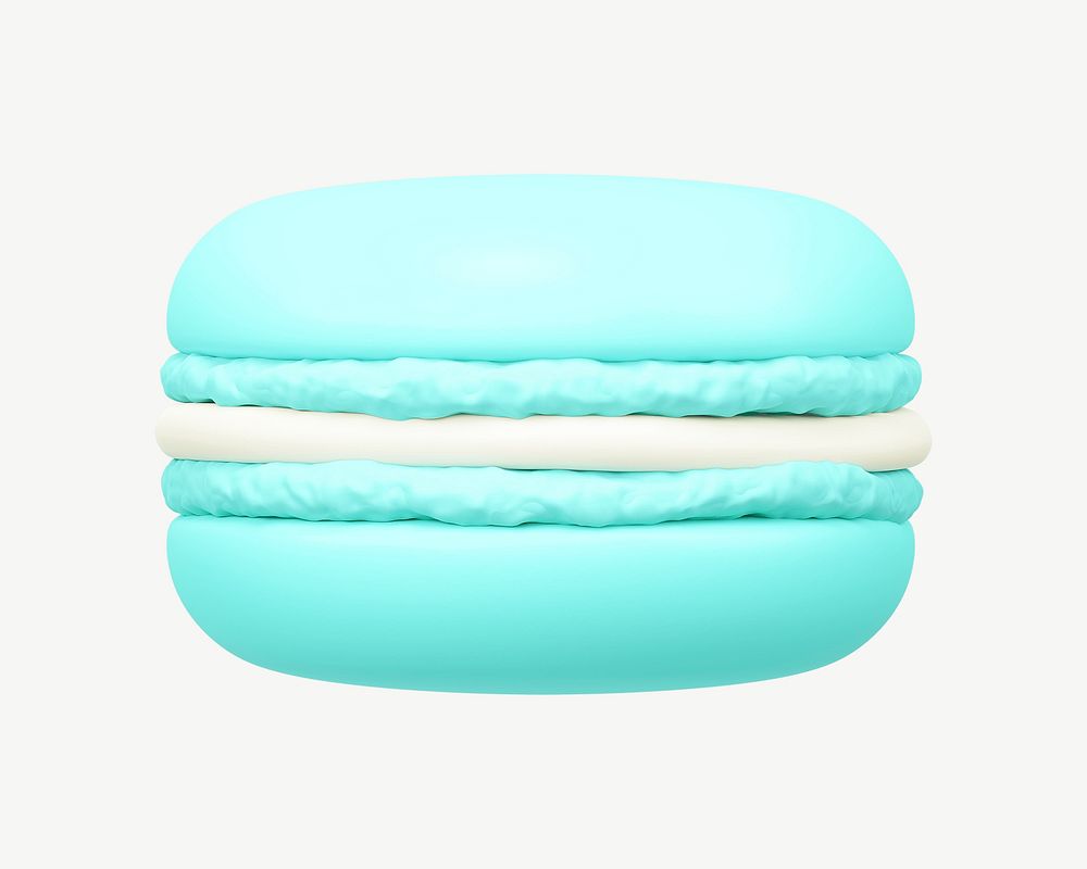 3D blue macaron, collage element psd