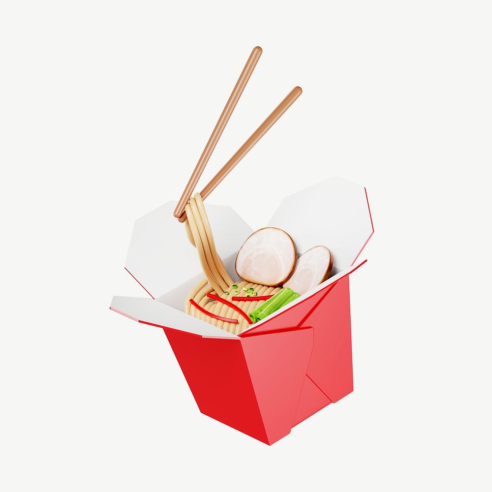 3D Chinese food, collage element psd