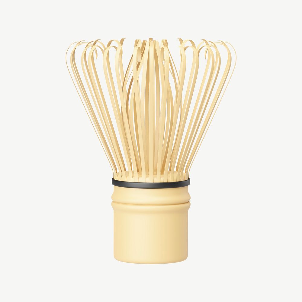 3D tea whisk, collage element psd