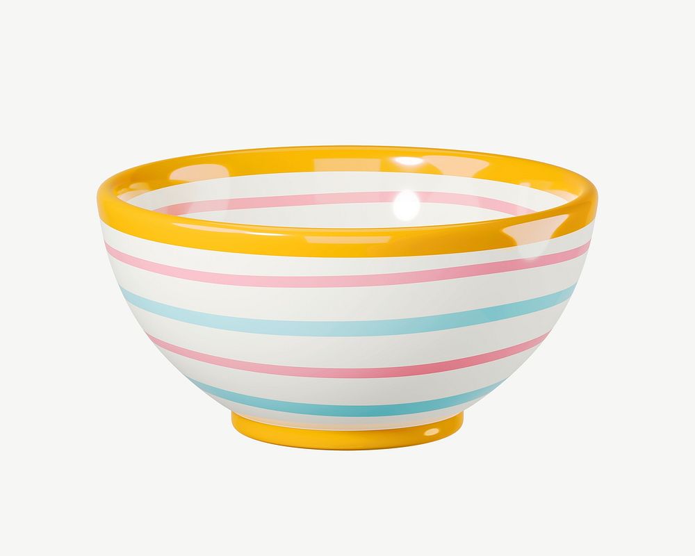 3D colorful bowl, collage element psd