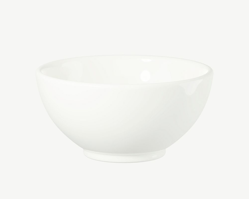 3D white bowl, collage element psd