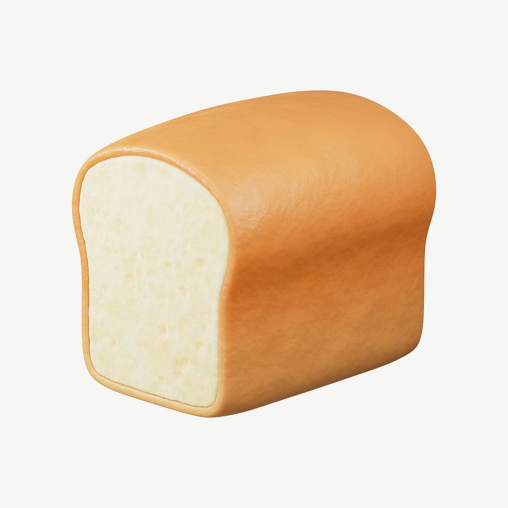 3D bread loaf, collage element psd