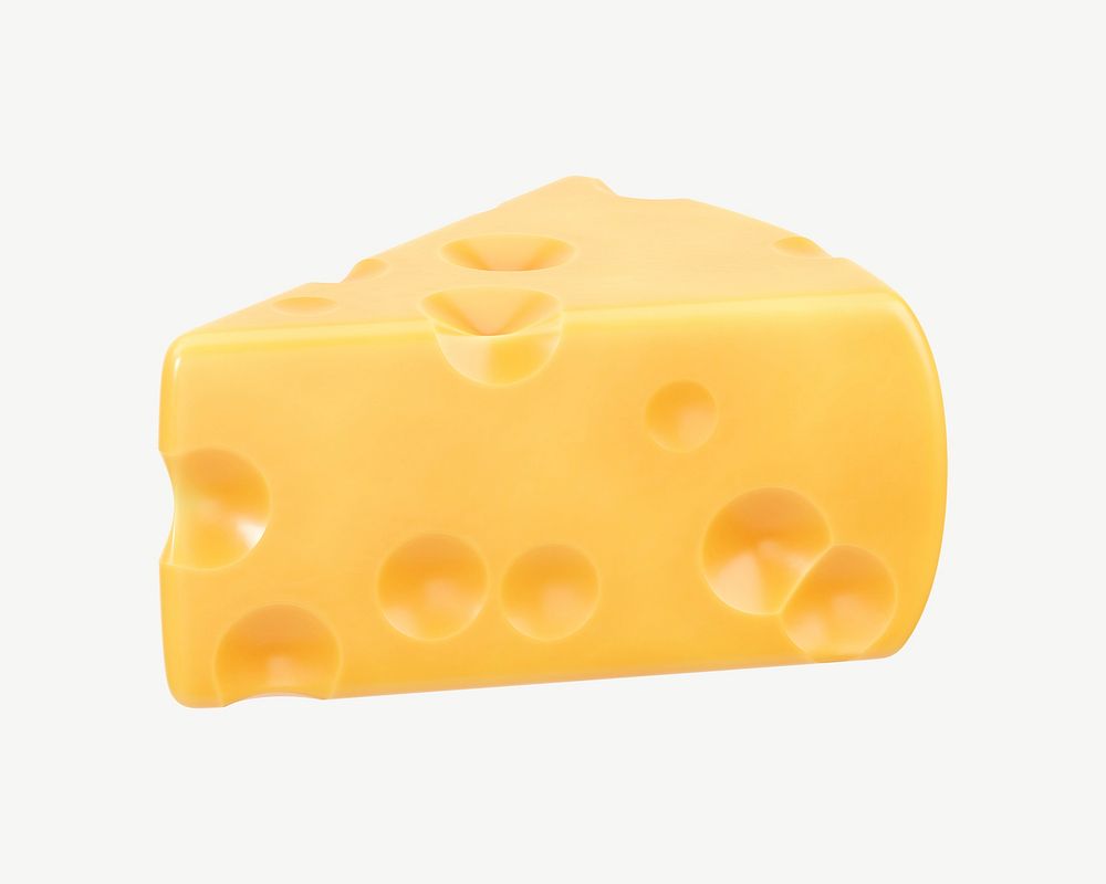 3D cheese piece, collage element psd