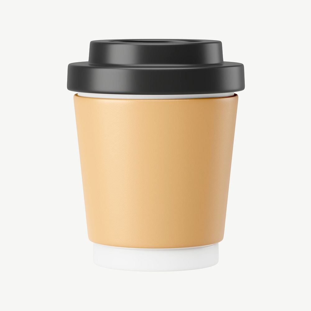 3D paper coffee cup, collage element psd