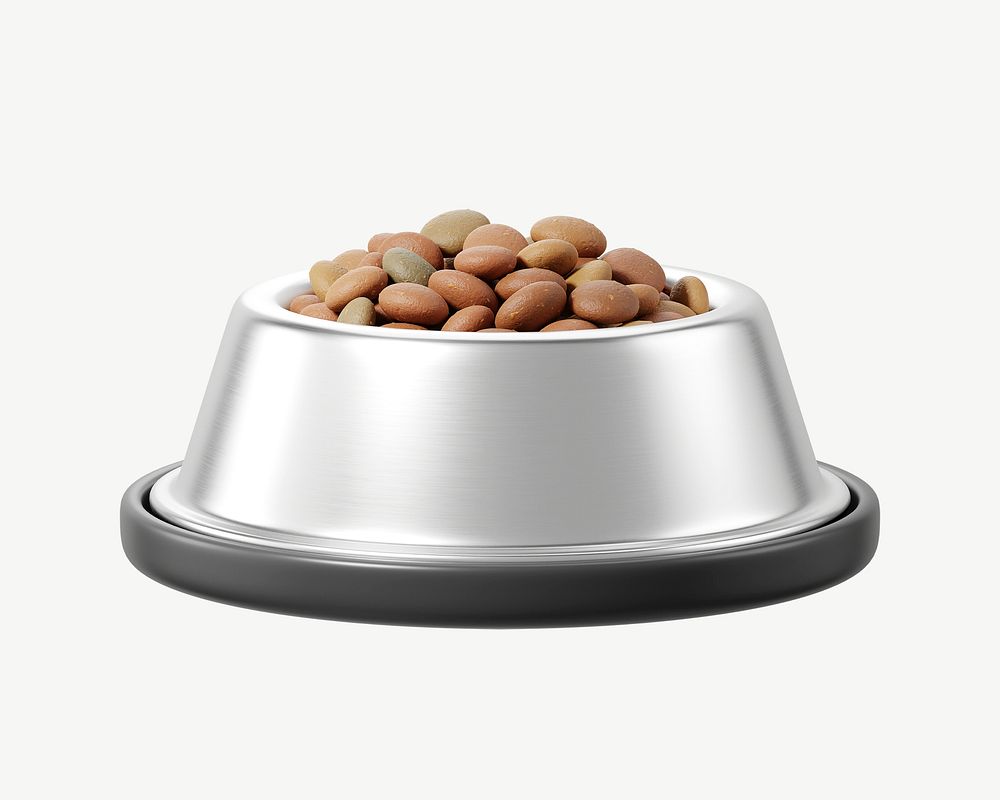 3D dog food bowl, collage element psd