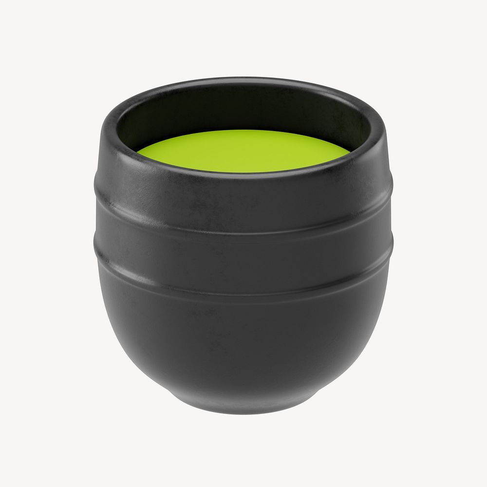 3D matcha tea bowl, element illustration