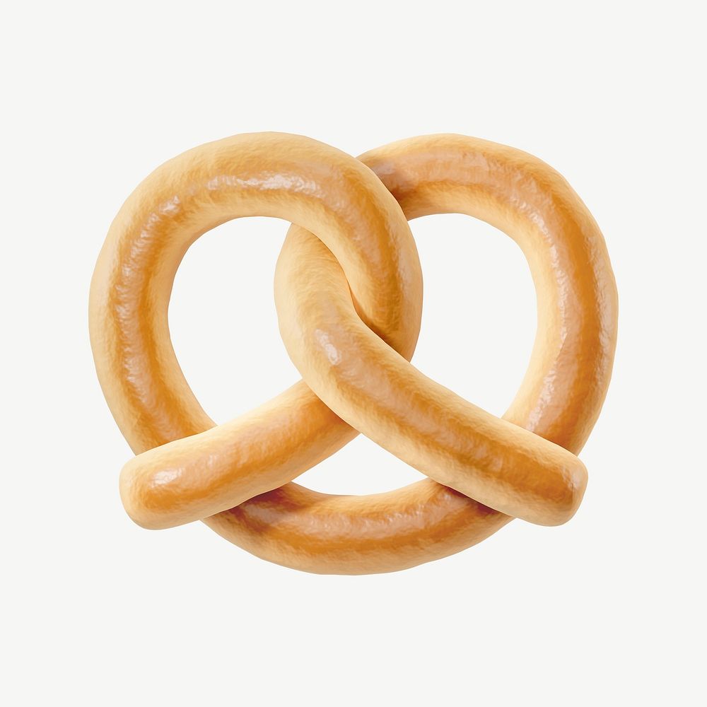 3D pretzel, collage element psd