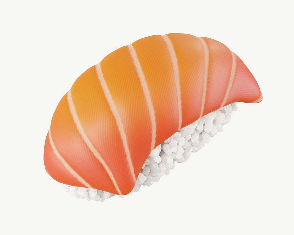 3D salmon sushi, collage element psd