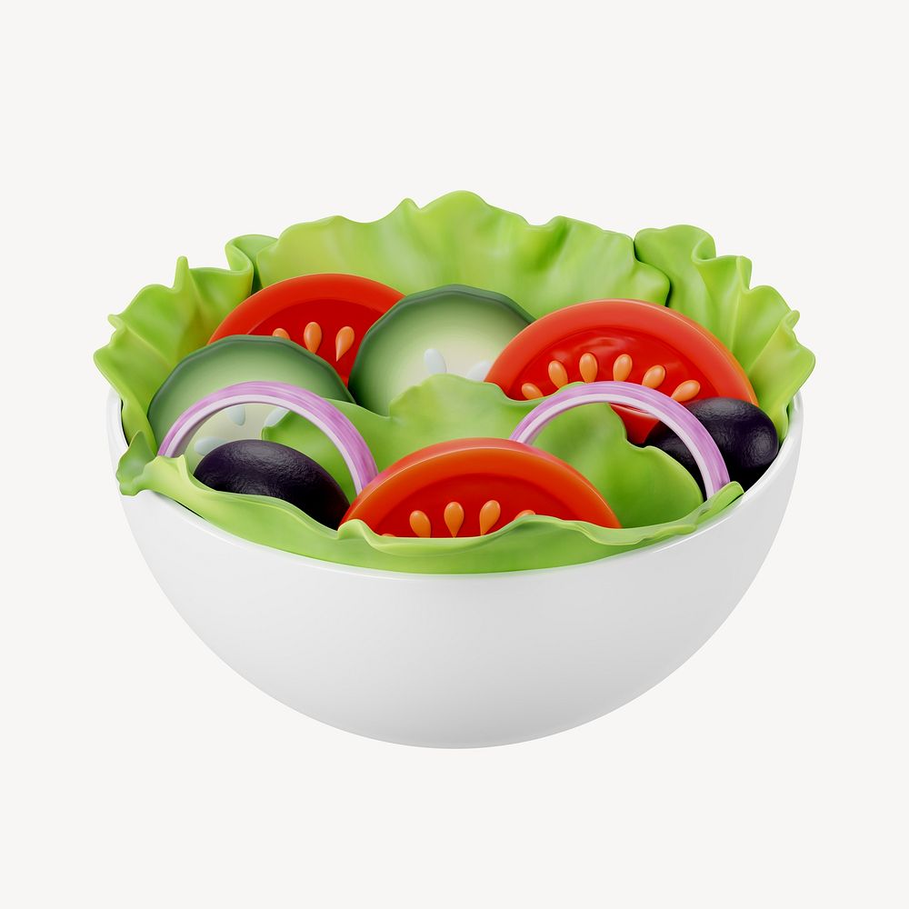 3D salad bowl, element illustration