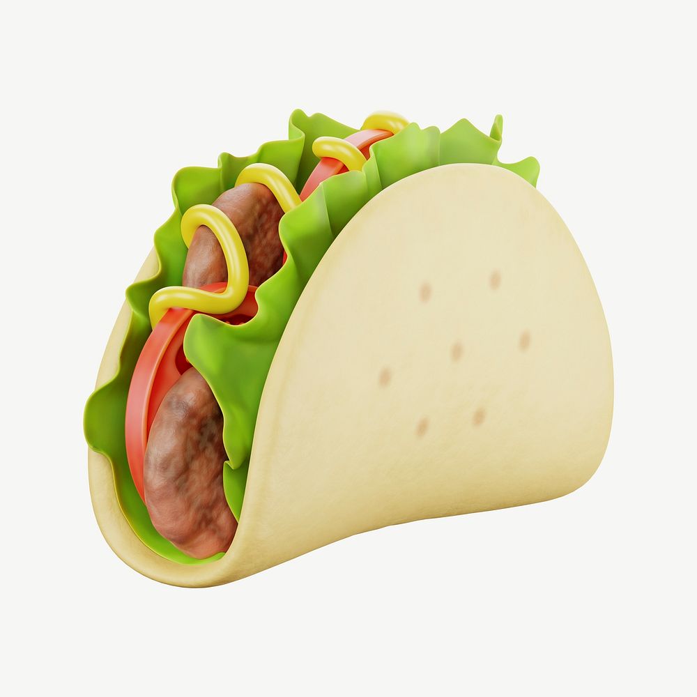 3D taco, collage element psd