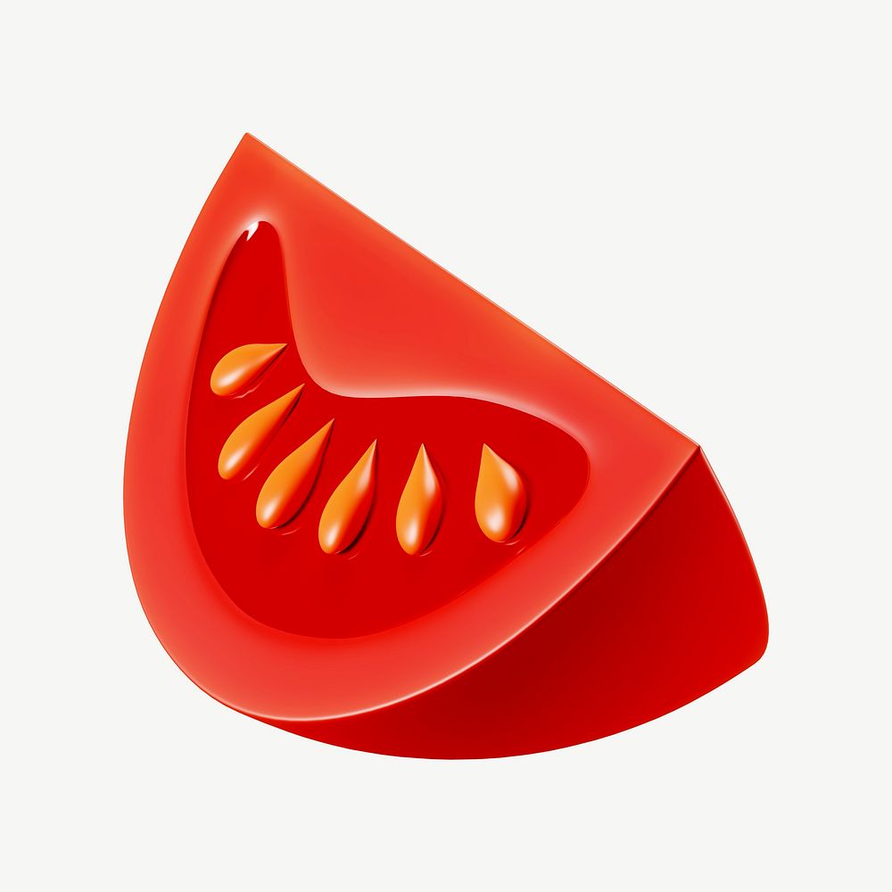 3D tomato slice, collage element psd