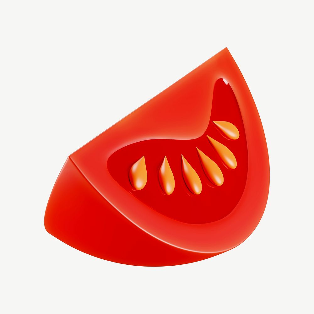 3D tomato slice, collage element psd