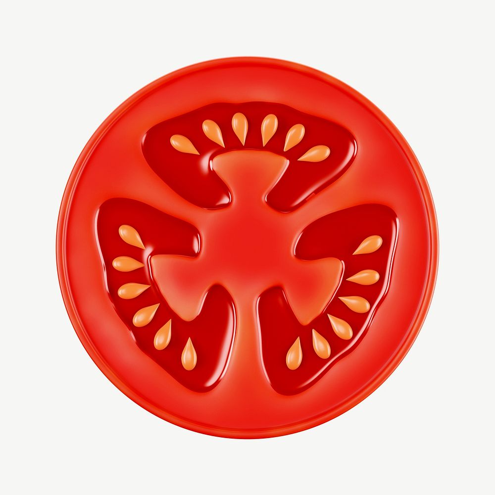 3D tomato slice, collage element psd