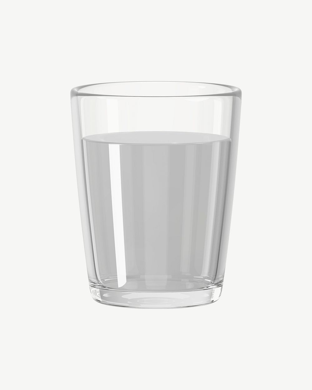 3D glass of water, collage element psd