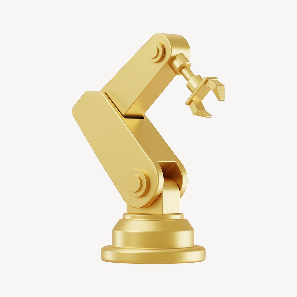 3D gold factory robot, element illustration