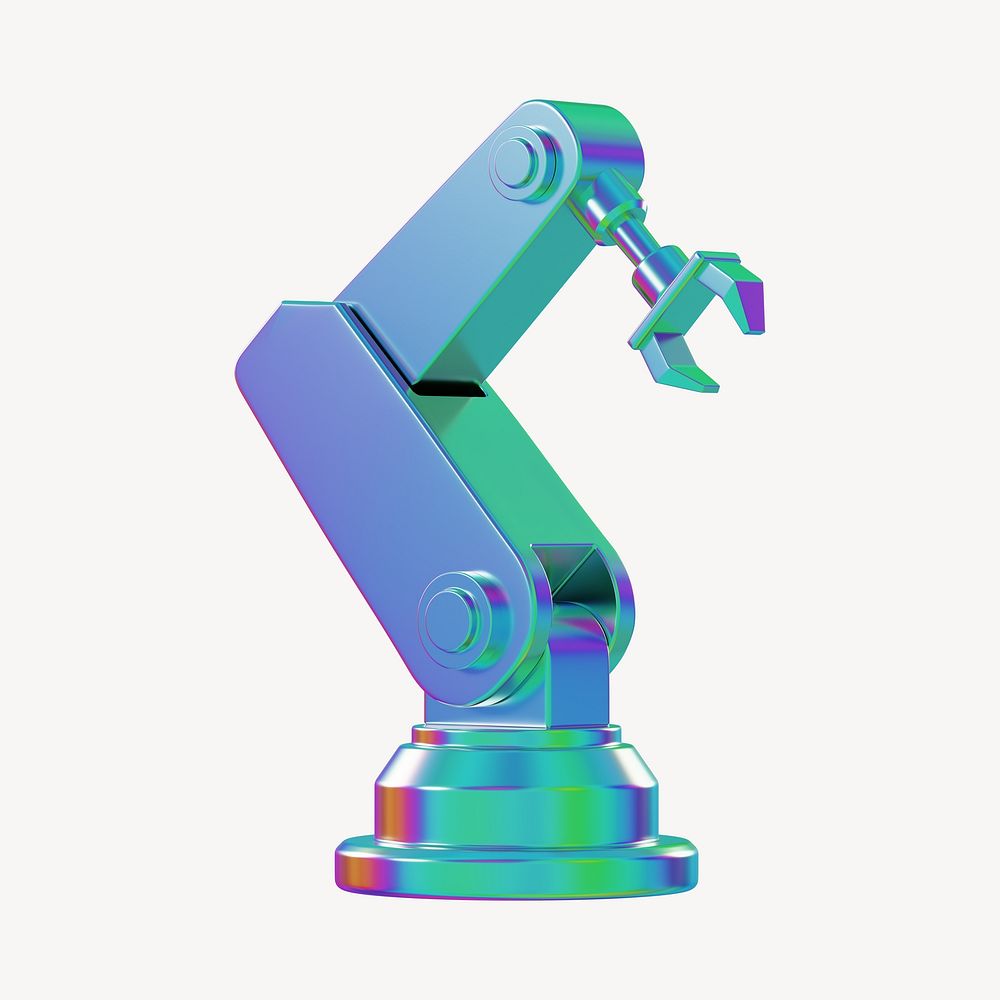 3D holographic factory robot, element illustration