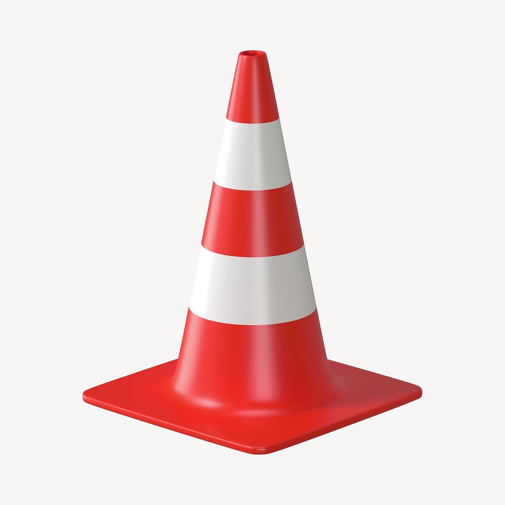 3D red traffic cone, element illustration