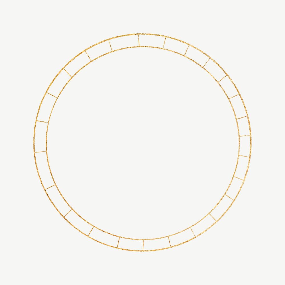 Gold aesthetic circle frame collage element psd