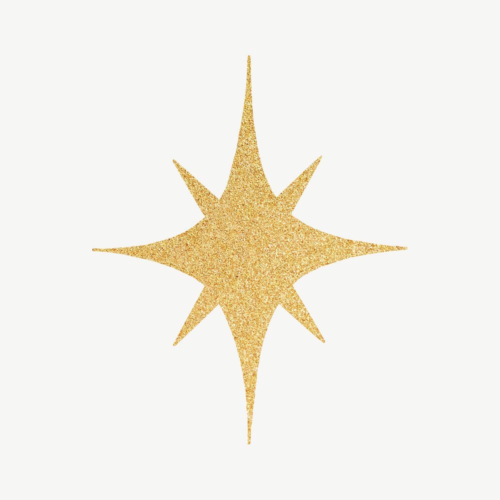 Gold sparkling star collage element psd