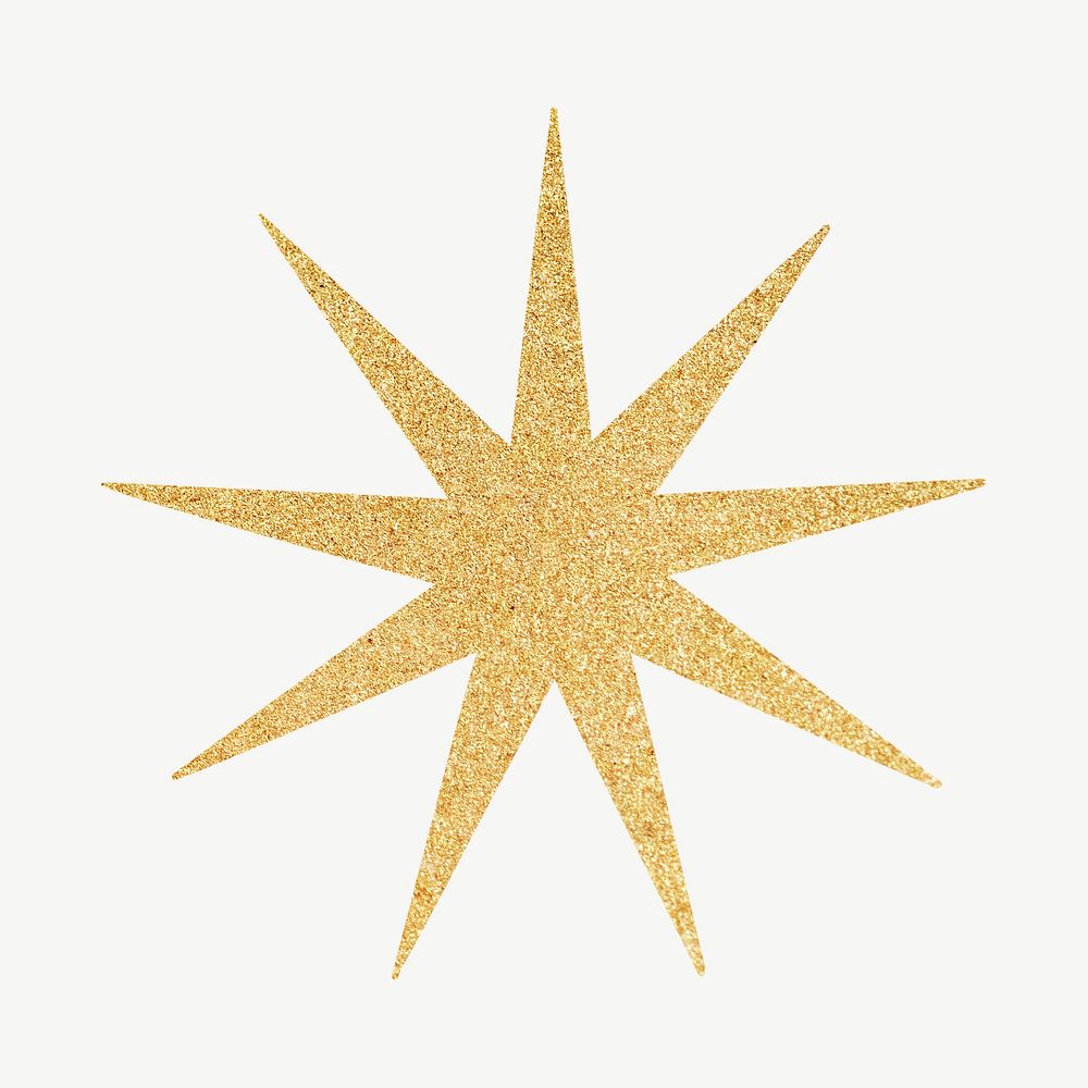 Gold sparkling star collage element psd