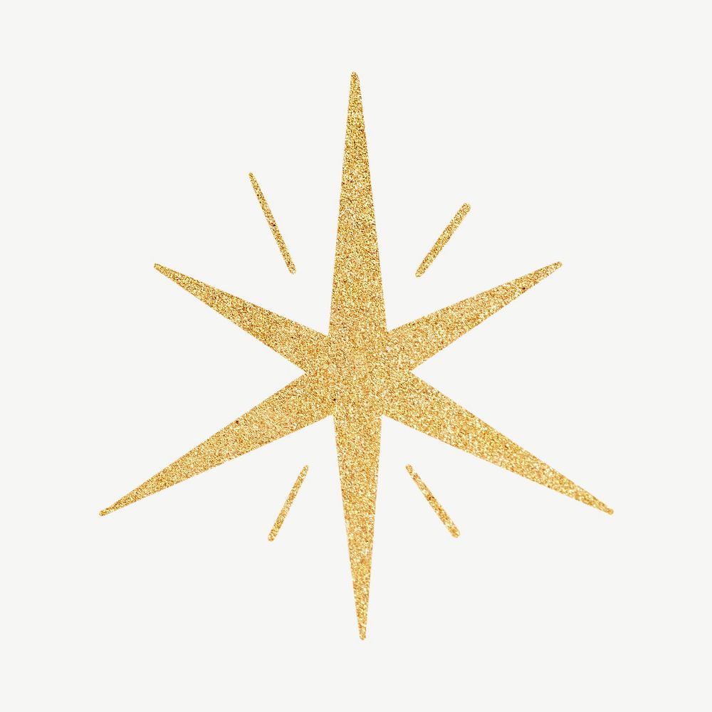 Gold sparkling star collage element psd