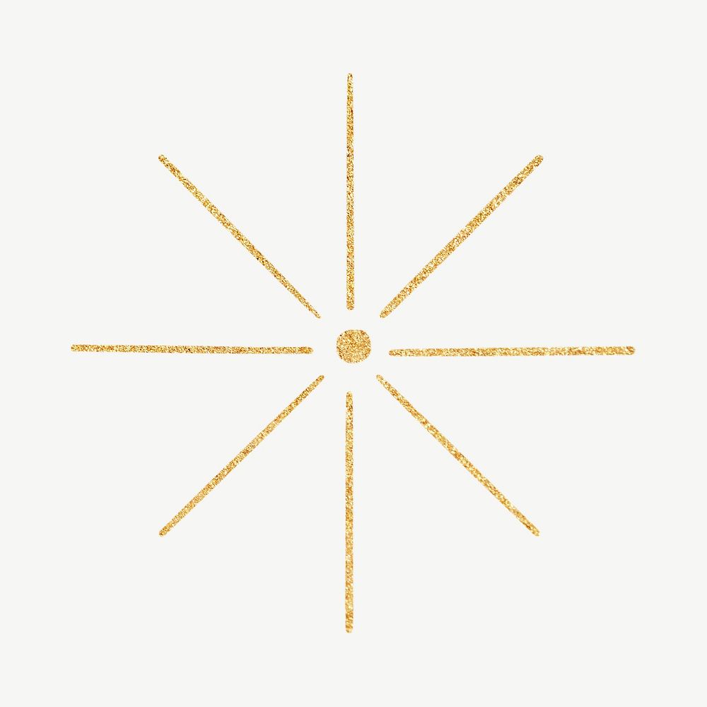 Gold star line art, design element psd