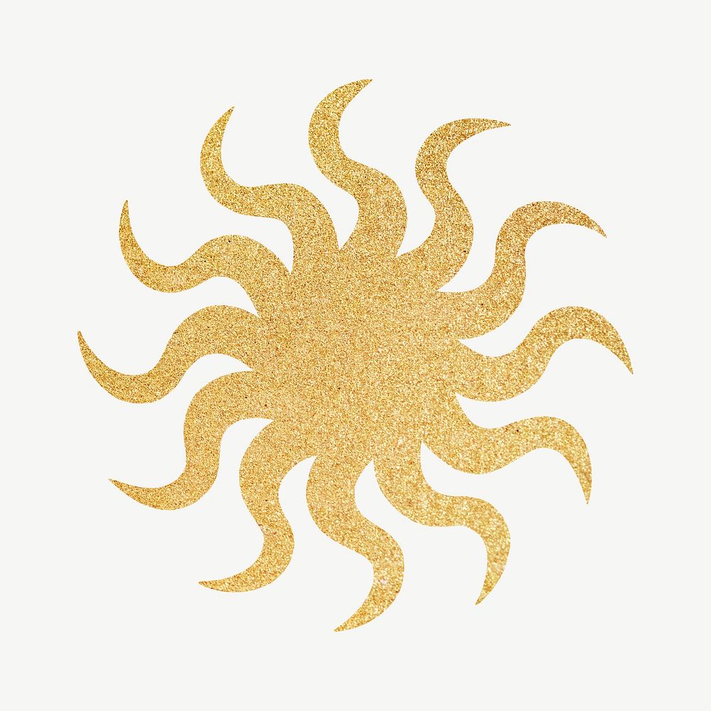 Gold spiritual sun collage element psd