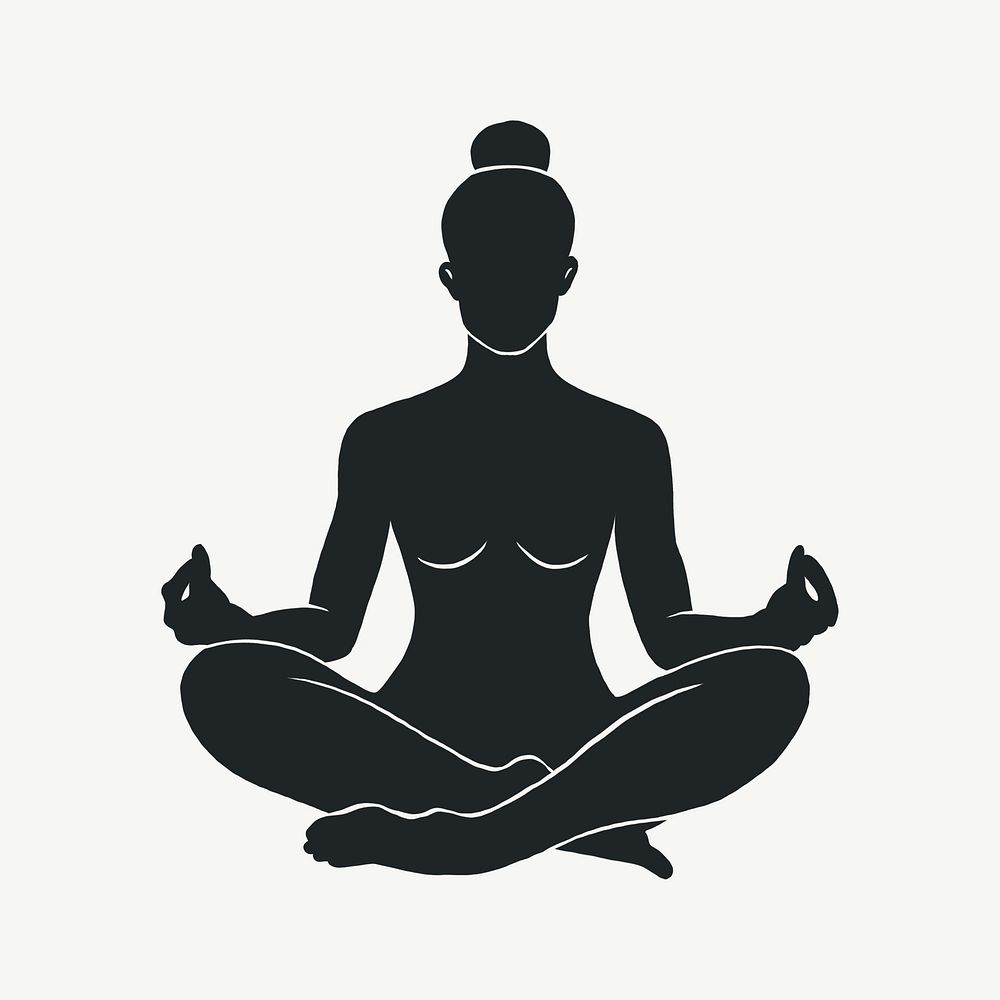 Meditation man silhouette collage element psd