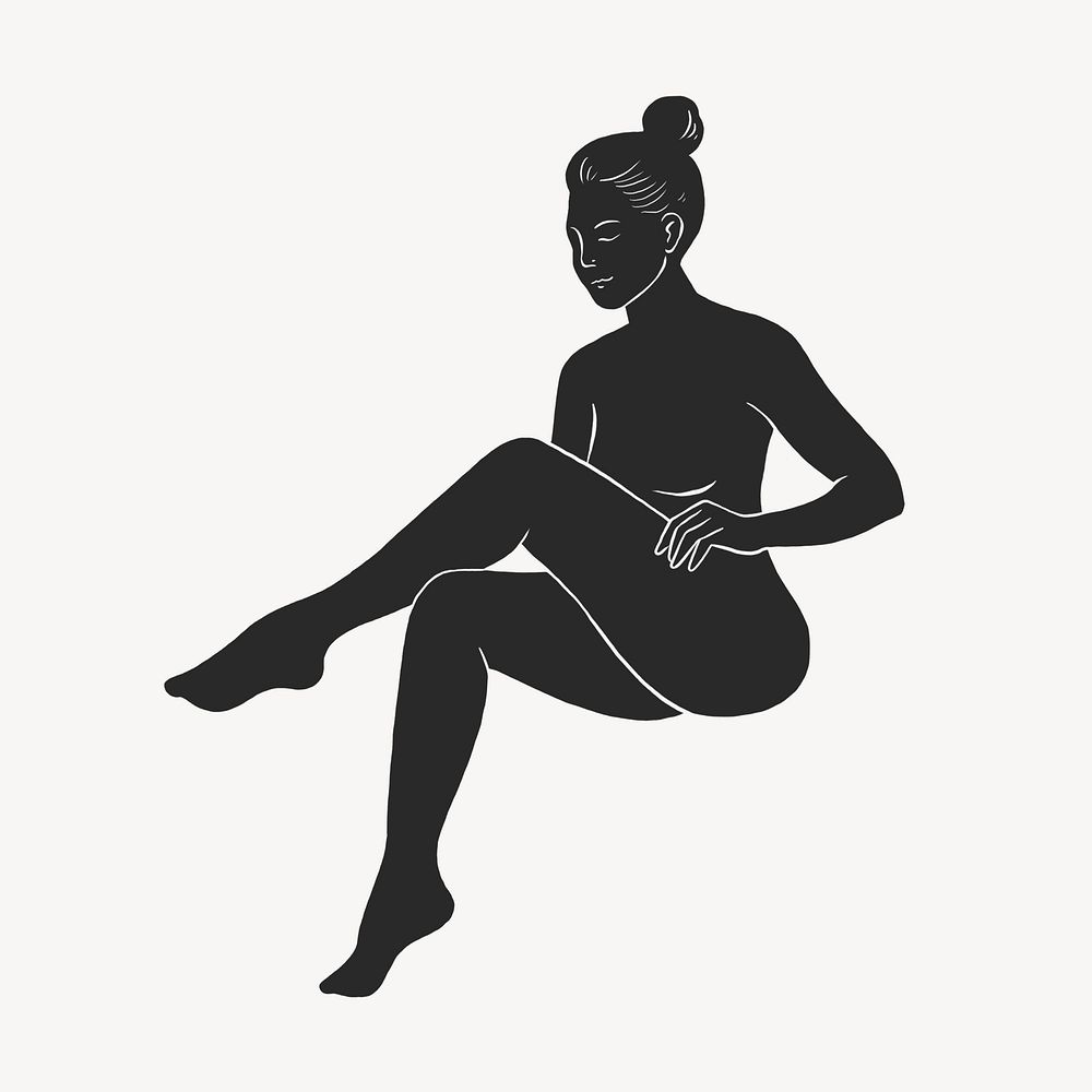 Aesthetic sitting woman silhouette