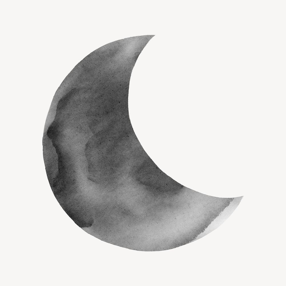Black and white moon watercolor illustration