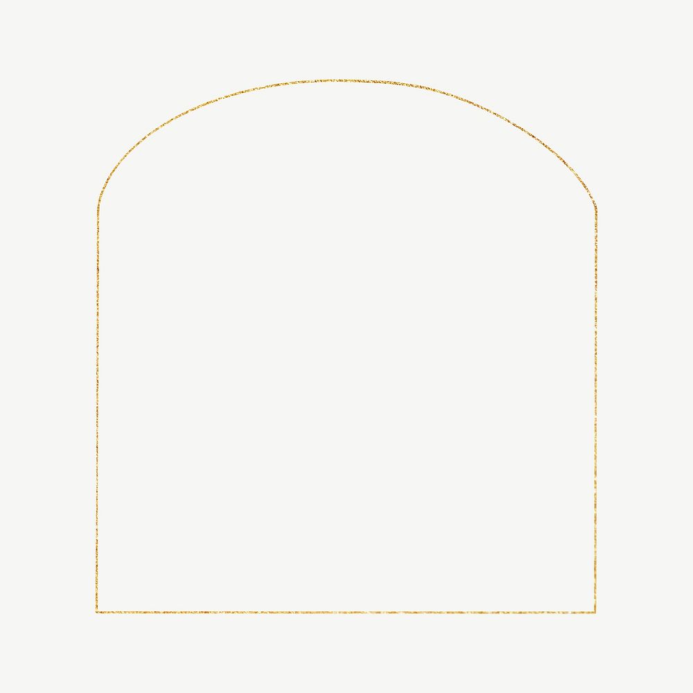 Simple gold arch frame collage element psd