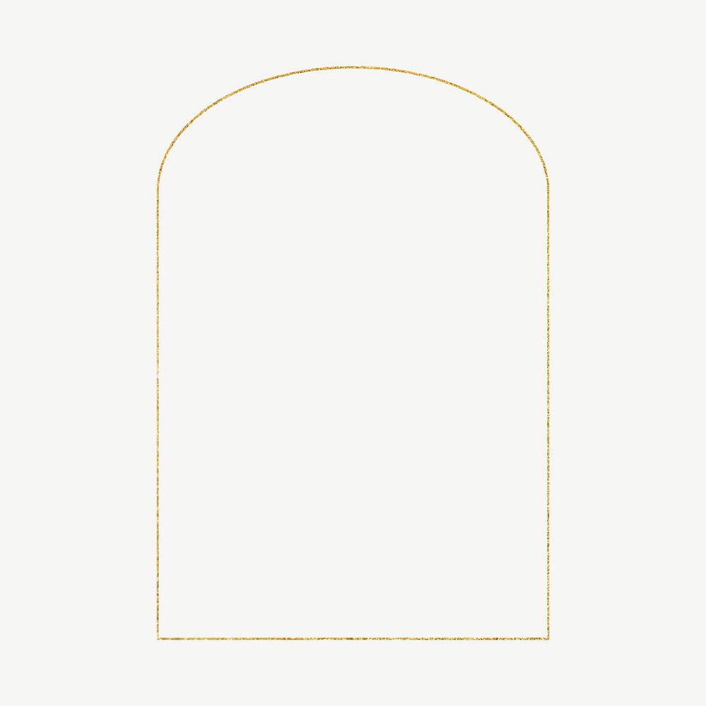 Simple gold arch frame collage element psd