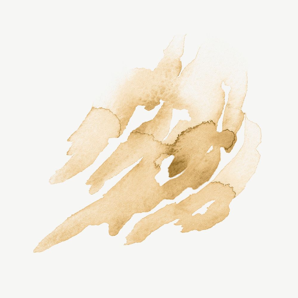 Gold watercolor collage element psd
