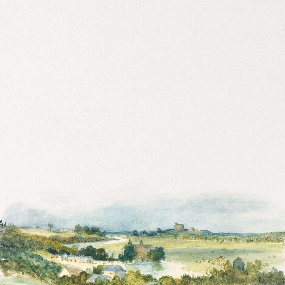 Landscape watercolor art background. Remixed by rawpixel.