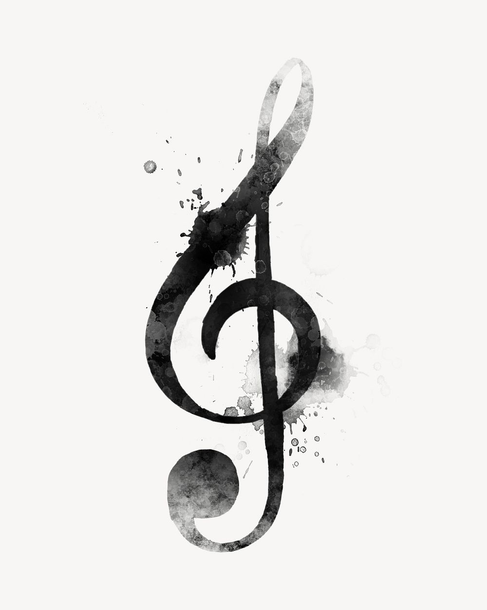 Treble clef, watercolor music note collage element. Remixed by rawpixel.