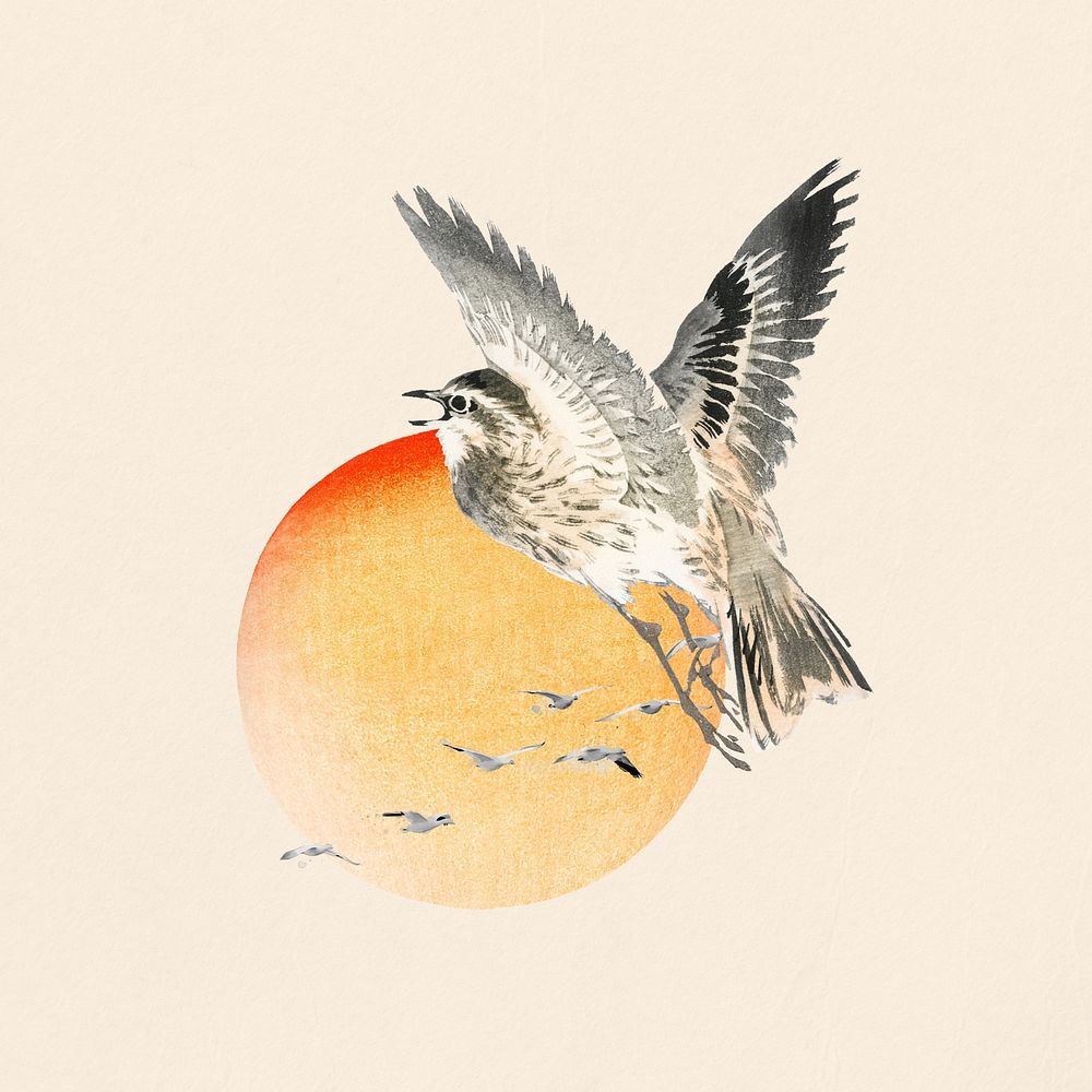 Watercolor flying birds collage element. Remixed by rawpixel.