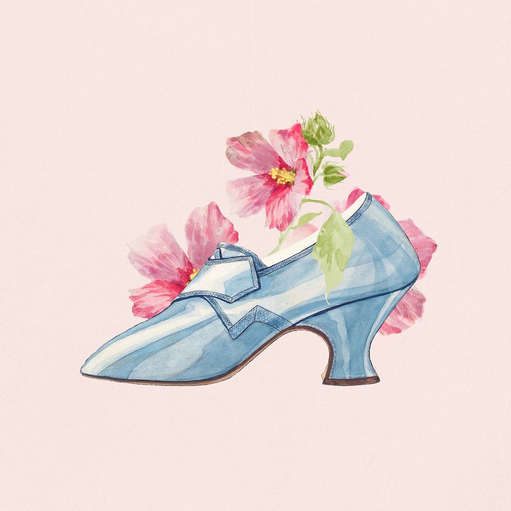 Watercolor vintage shoe collage element. Remixed by rawpixel.