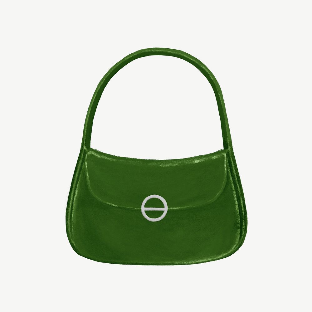 Green hobo bag, women's accessory illustration psd