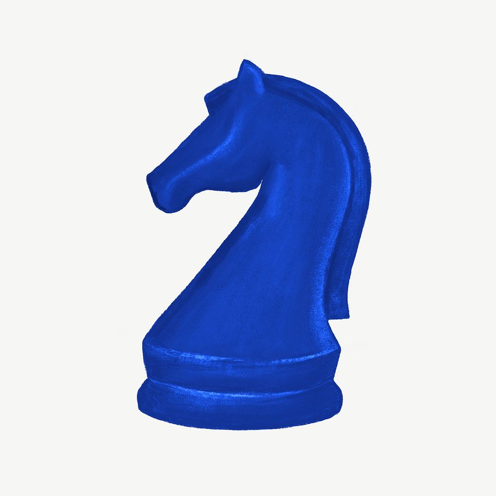 Blue knight chess piece collage element psd