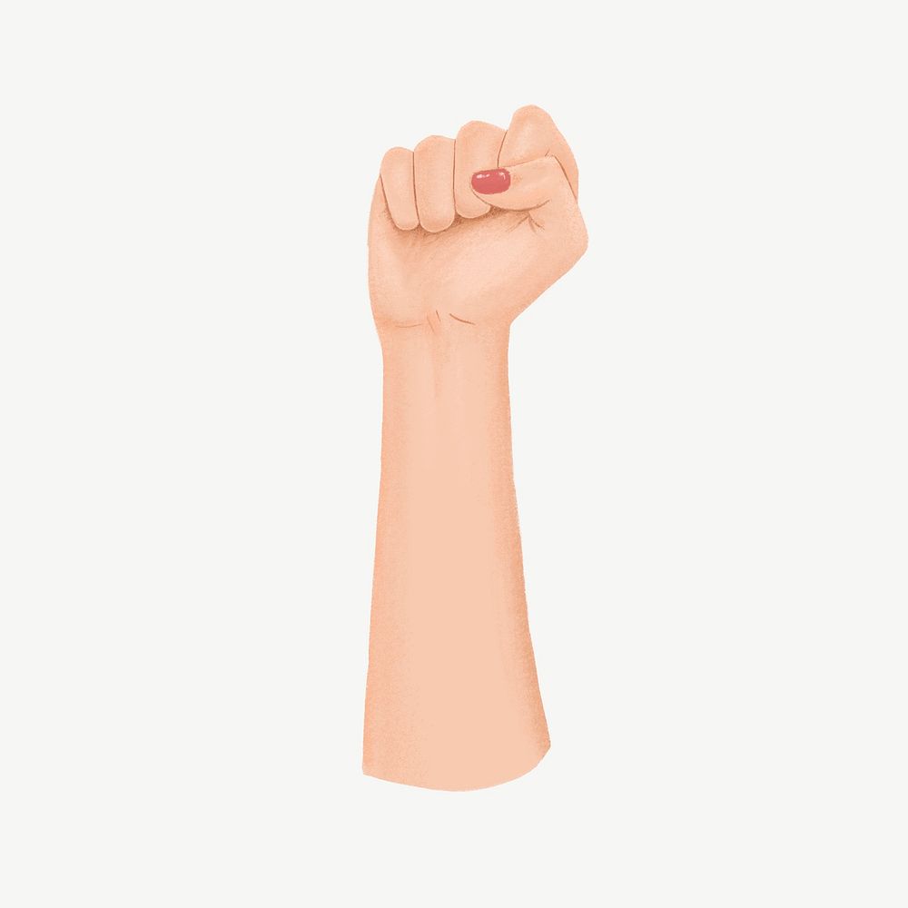 Raised fist, symbolic hand gesture illustration psd