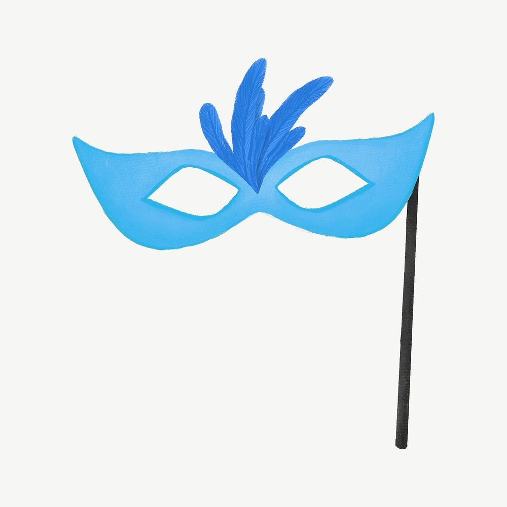 Blue masquerade mask collage element psd