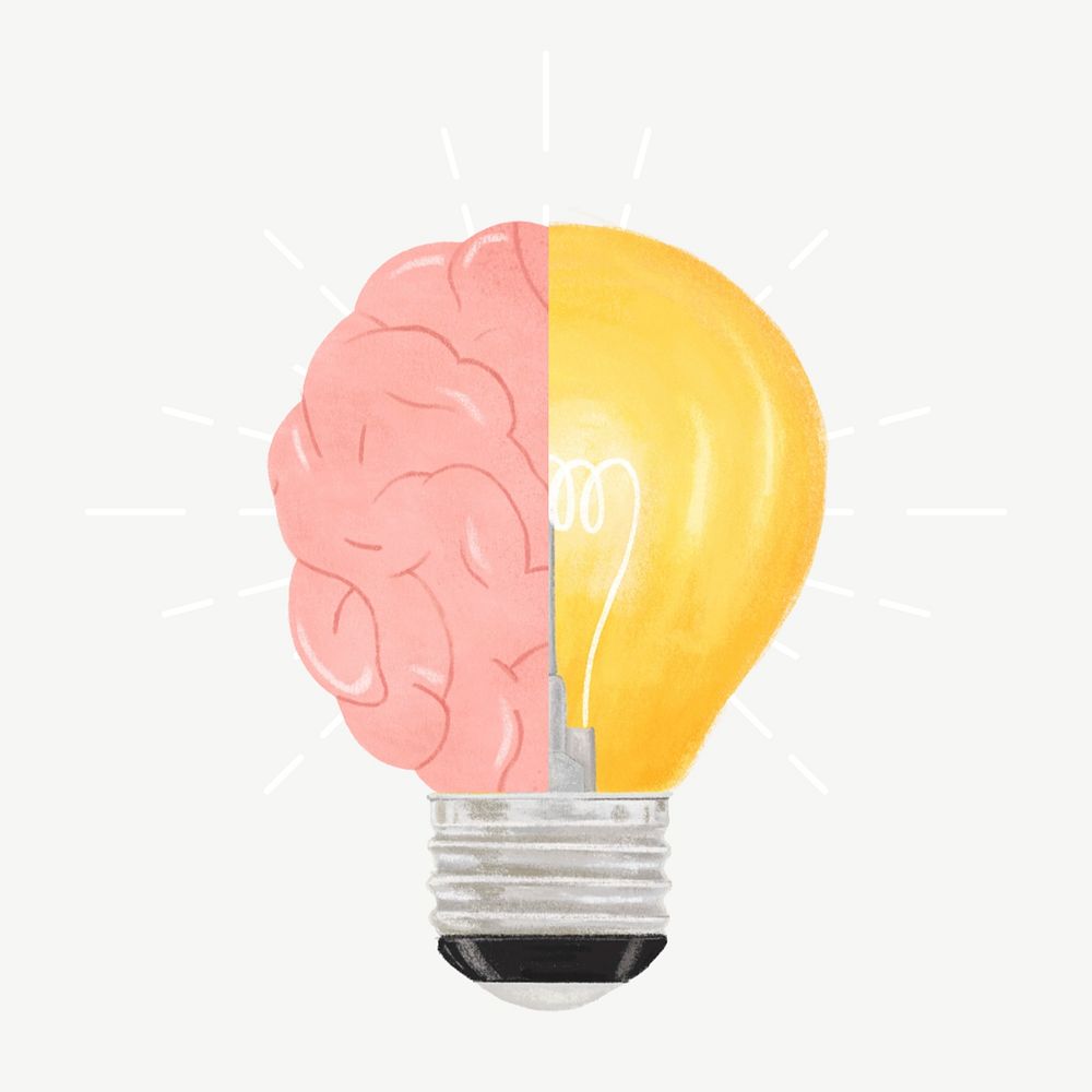 Light bulb brain, creative ideas remix psd