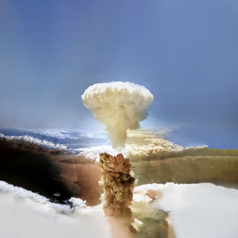 Nuclear explosion background. Remixed by rawpixel. 