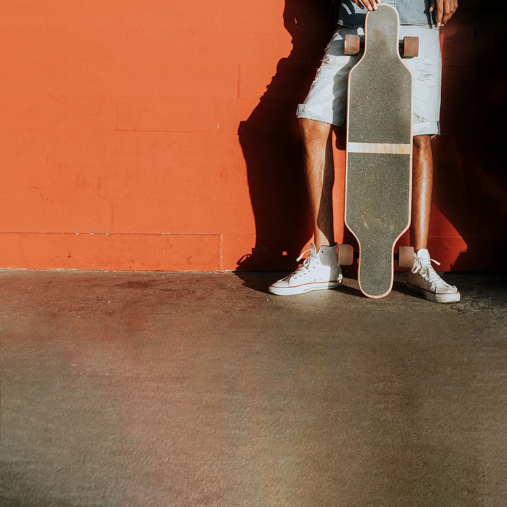 Man with longboard background