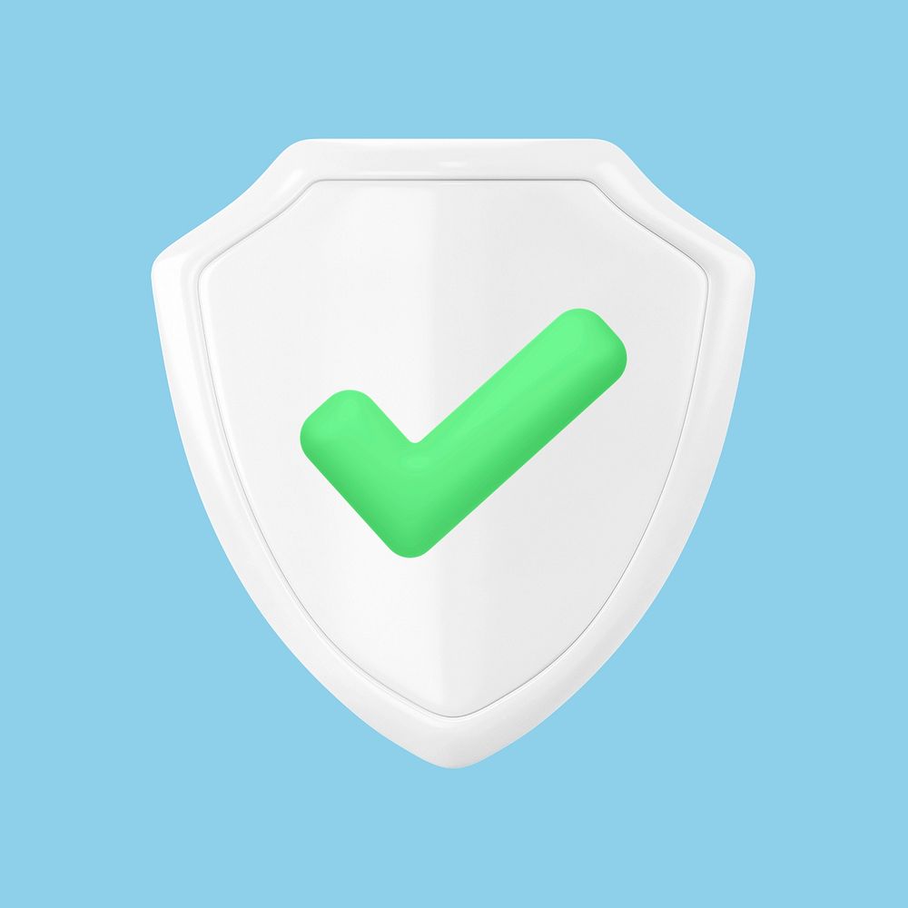 3D check mark shield, collage element psd